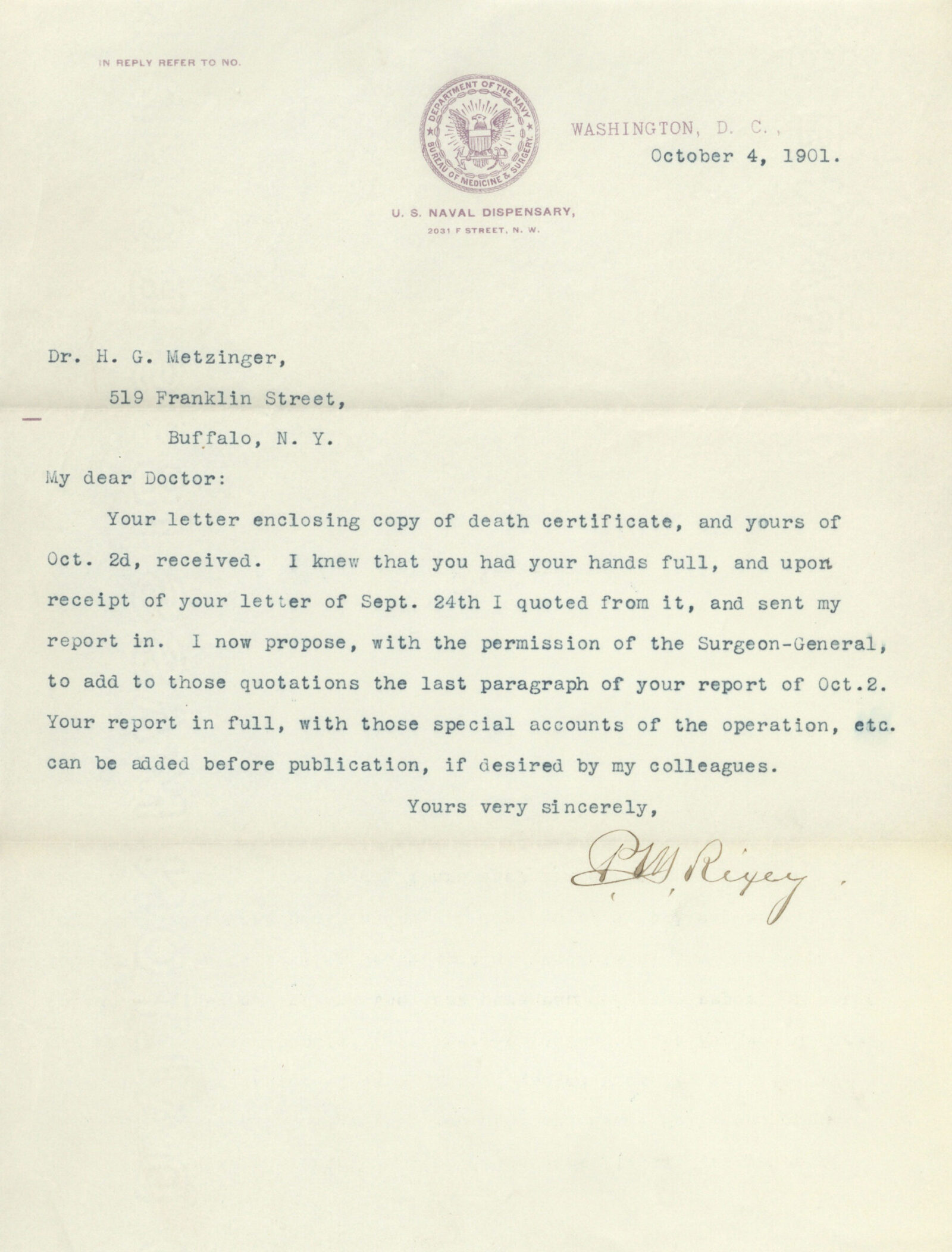 William Mckinley Original Autopsy Report | Raab Collection